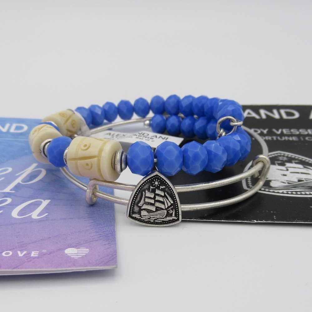 💙 Alex and Ani Deep Sea & Steady Vessel Bangle Bracelet Set
